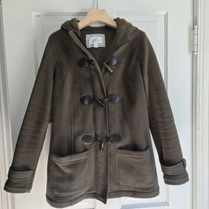 Market & Spruce Olive Green Zippered Jacket with Hood Medium